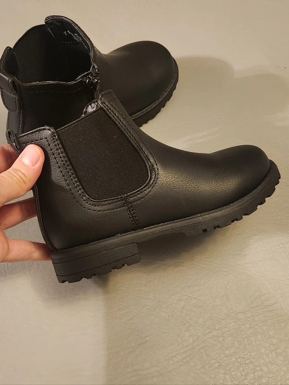 The Childrens Place Girls Black Leather Bootie Size 11